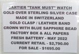 FINE CARTIER “TANK MUST” WATCH from COLLECTING TEXAS – ORIGINAL FACTORY BOX with ALL PAPERS - 9 of 9