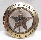 UNITED STATES MARSHALL – B.S. ‘STU’ BAKER CINCO PESO BADGE from COLLECTING TEXAS – GOLD PLATED - from the MIKE HESKETT COLLECTION - 1 of 8