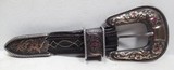 CHET VOGT MADE “SIGNATURE SERIES” RANGER BUCKLE SET from COLLECTING TEXAS – STERLING SILVER and 14K GOLD with 6 RUBIES - SIGNED
