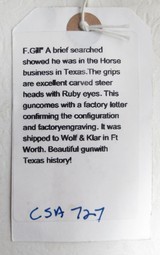 FACTORY ENGRAVED TEXAS SHIPPED COLT S.A.A. REVOLVER from COLLECTING TEXAS – FACTORY LETTER – TEXAS HISTORY – with HOLSTER - 24 of 25