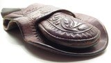 NICE SINGLE LOOP TOOLED FLORAL PATTERN HOLSTER with CATTLE RANCH MARK from COLLECTING TEXAS - 5 of 9