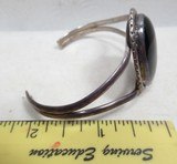 NATIVE AMERICAN BRACELET MARKED “STERLING” with LARGE BLACK STONE from COLLECTING TEXAS - 2 of 6