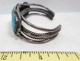 SILVER NATIVE AMERICAN BRACELET with 3 TURQUOISE STONES from COLLECTING TEXAS - 4 of 5