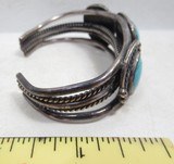 SILVER NATIVE AMERICAN BRACELET with 3 TURQUOISE STONES from COLLECTING TEXAS - 2 of 5