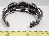 SILVER NATIVE AMERICAN BRACELET with 3 TURQUOISE STONES from COLLECTING TEXAS - 3 of 5