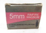 1 FULL BOX of 5MM REMINGTON RIMFIRE MAGNUM - 50 ROUNDS - VARMINT - 2 of 2