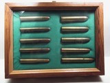 ANTIQUE BRITISH NITRO EXPRESS CARTRIDGES in WOODEN DISPLAY CASE from COLLECTING TEXAS