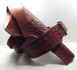 H.H. HEISER MADE BELT with TOOLED HOLSTER from COLLECTING TEXAS – 7 1/2” COLT S.A.A. REVOLVER HOLSTER