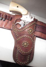NEAR PERFECT CONDITION COLT NEW SERVICE REVOLVER from COLLECTING TEXAS – NICKEL/IVORY with MONEY BELT and HOLSTER – FACTORY LETTER - 18 of 21