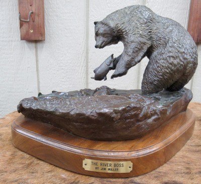BEAUTIFUL LARGE ORIGINAL BRONZE “THE RIVER BOSS” by FAMED SCULPTOR JIM MILLER – No. 2 of 25 from COLLECTING TEXAS