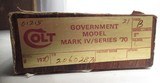 COLT MARK IV/SERIES 70 GOVERNMENT MODEL PISTOL from COLLECTING TEXAS – NEW in BOX with PAPERS - .45 ACP - 19 of 19 COLT MARK IV/SERIES 70 GOVERNMENT MODEL PISTOL from COLLECTING TEXAS – NEW in BOX with PAPERS - .45 ACP - 19 of 19