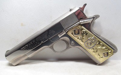COLT GOVERNMENT MODEL 1911 MK IV/SERIES 70 PISTOL from COLLECTING TEXAS - CIRCA 1973-1974 – 24K GOLD GRIPS