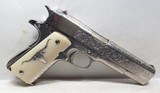 BEAUTIFULLY CUSTOM ENGRAVED REMINGTON RAND .45 AUTO PISTOL from COLLECTING TEXAS
BONE & SILVER GRIPS