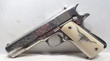 BEAUTIFULLY CUSTOM ENGRAVED REMINGTON RAND .45 AUTO PISTOL from COLLECTING TEXAS – BONE & SILVER GRIPS - 4 of 14