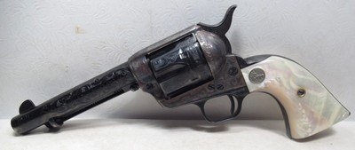 BEAUTIFUL FACTORY ENGRAVED COLT SINGLE ACTION ARMY 2ND GENERATION .45 REVOLVER from COLLECTING TEXAS – MADE 1956