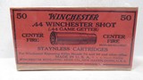 WINCHESTER .44 WINCHESTER SHOT 50 COUNT BOX of AMMO from COLLECTING TEXAS – CIRCA EARLY 1900’s