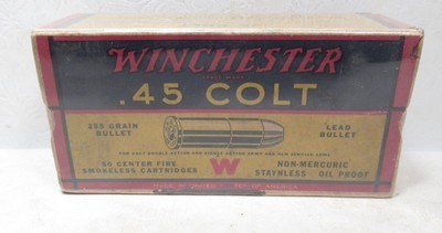 50 COUNT BOX of WINCHESTER .45 COLT AMMO from COLLECTING TEXAS