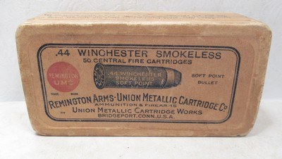 UNOPENED BOX of REMINGTON .44 WINCHESTER SMOKELESS AMMO from COLLECTING TEXAS – 50 CENTRAL FIRE CARTRIDGES