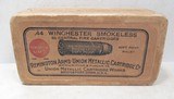 UNOPENED BOX of REMINGTON .44 WINCHESTER SMOKELESS AMMO from COLLECTING TEXAS – 50 CENTRAL FIRE CARTRIDGES