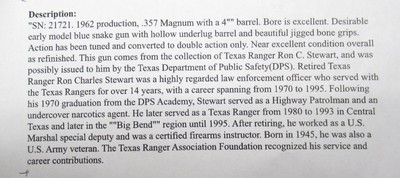 1962 COLT PYTHON REVOLVER from COLLECTING TEXAS – FORMER PROPERTY of TEXAS RANGER RON STEWART – “D.P.S.” MARKED and SHIPPED - Image 18 of 20