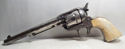 ANTIQUE “SOFT” SHIPPED L.D. NIMSCHKE ENGRAVED COLT .45 S.A.A. REVOLVER from COLLECTING TEXAS – IVORY GRIPS – FACTORY LETTER - Image 4 of 17
