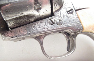 ANTIQUE “SOFT” SHIPPED L.D. NIMSCHKE ENGRAVED COLT .45 S.A.A. REVOLVER from COLLECTING TEXAS – IVORY GRIPS – FACTORY LETTER - Image 6 of 17