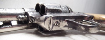 ANTIQUE “SOFT” SHIPPED L.D. NIMSCHKE ENGRAVED COLT .45 S.A.A. REVOLVER from COLLECTING TEXAS – IVORY GRIPS – FACTORY LETTER - Image 14 of 17