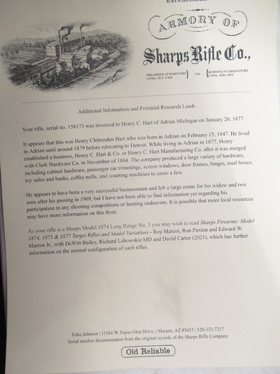 ULTRA RARE SHARPS MODEL 1874 NEW LONG RIFLE #3 from COLLECTING TEXAS – SHIPPED 1877 - Image 22 of 23
