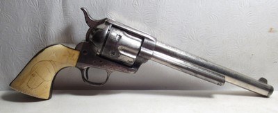 ANTIQUE FACTORY NICKEL COLT ETCH PANEL SINGLE ACTION ARMY REVOLVER from COLLECTING TEXAS – 44-40 with DECORATED IVORY GRIPS - Image 1 of 18