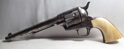 ANTIQUE FACTORY NICKEL COLT ETCH PANEL SINGLE ACTION ARMY REVOLVER from COLLECTING TEXAS – 44-40 with DECORATED IVORY GRIPS - Image 5 of 18