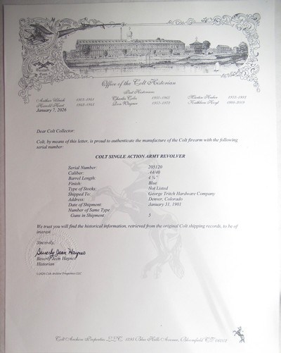 125 YEAR-OLD COLT SINGLE ACTION ARMY REVOLVER from COLLECTING TEXAS – FACTORY LETTER – SHIPPED to COLORADO in 1901 - Image 18 of 18