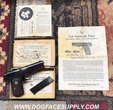 1929 Colt Model 1903 Hammerless w/Factory Numbered Box & Papers