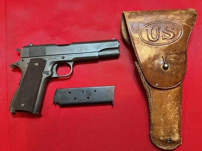 Colt 1911, M1911A1, .45ACP, US Army, Made in 1941 with US Holster, SN#739765 - Image 1 of 15
