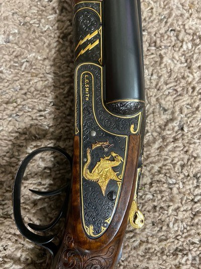 LC Smith Custom Engraved Dragon 16 Gauge - Image 1 of 4