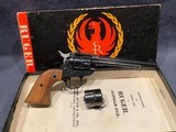 1962 LNIB Ruger single six model RSSM with in .22 magnum with extra .22 LR cylinder matching!
In box! - 1 of 10