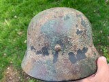 WWIII Normandy Tri Color German Camo Helmet Named M-1940 - 4 of 8