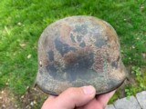 WWIII Normandy Tri Color German Camo Helmet Named M-1940 - 2 of 8