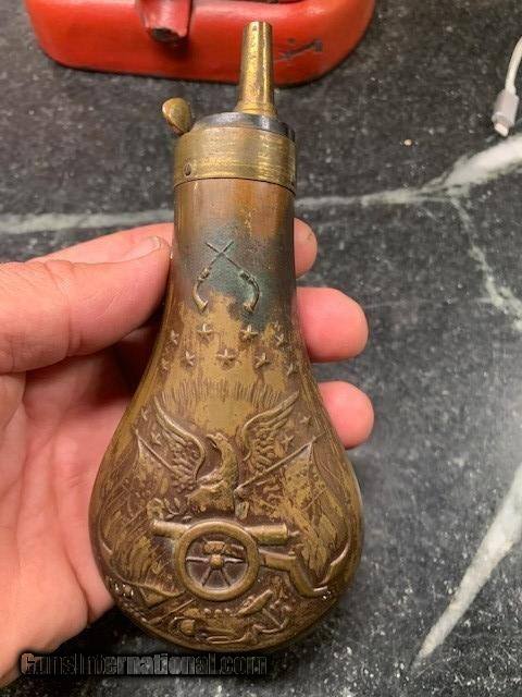 RARE Antique Civil War Gun Powder Flask