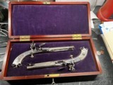 Pair of Scottish Flintlock Pistols “MacFarland Clan “ ca. 1900 cased pair - 1 of 14
