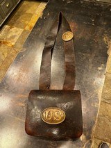 Nice Condition Original Civil War Union US Infantry Soldiers 58. Cal Cartridge Box W/Original Sling with Eagle Plate . Complete with all original tins - 1 of 14