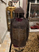 Antique Suit Of Armor With Helmet & Battle Shield - 6 of 9