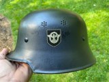 German WW2 police black helmet double decal - 1 of 5