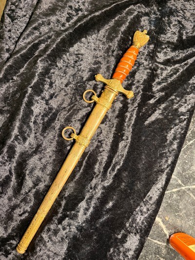 WW2 German Naval officers dagger orange grip mfg WKC - Image 3 of 10