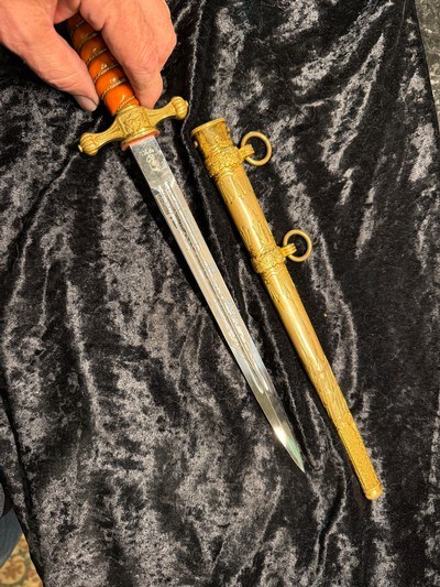 WW2 German Naval officers dagger orange grip mfg WKC - Image 6 of 10