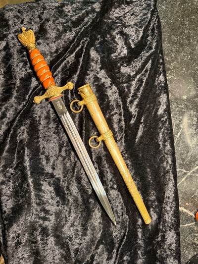WW2 German Naval officers dagger orange grip mfg WKC - Image 7 of 10