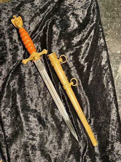 WW2 German Naval officers dagger orange grip mfg WKC - Image 5 of 10