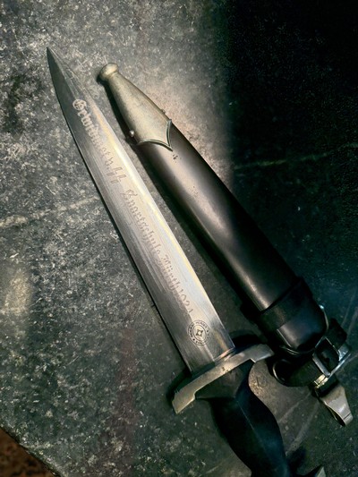RARE SS EM DAGGER MFG. RICHARD HERDER WITH SS SPORTSCHULE 1934 ENHANCED BLADE - Image 9 of 13