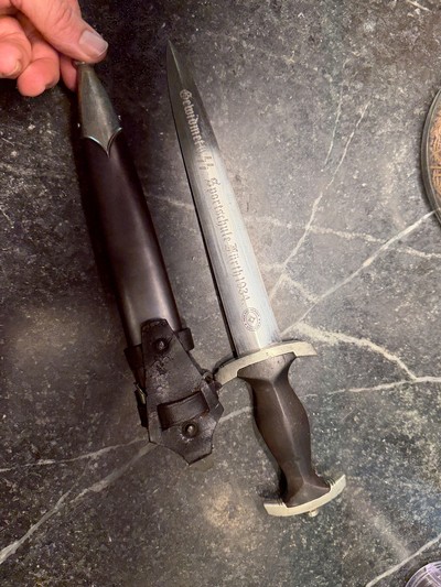 RARE SS EM DAGGER MFG. RICHARD HERDER WITH SS SPORTSCHULE 1934 ENHANCED BLADE - Image 12 of 13