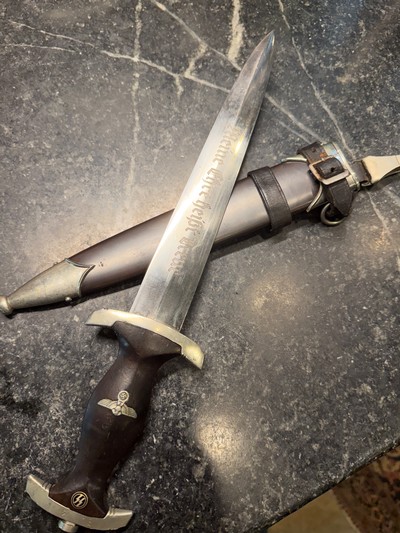 RARE SS EM DAGGER MFG. RICHARD HERDER WITH SS SPORTSCHULE 1934 ENHANCED BLADE - Image 5 of 13