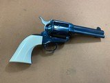 RARE All Blue non-fluted Colt SAA Single Action Army 45 colt 4 3/4” w/Genuine Ivory & Letter - 5 of 15